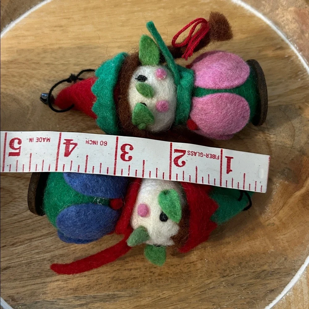 Pier 1 Felt Elf Ornament set boy girl Christmas tree ornaments